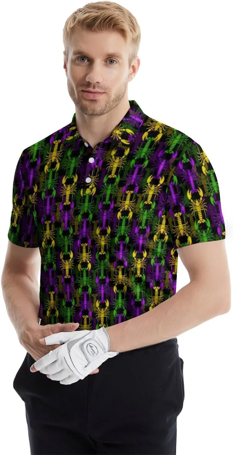 Mens Polo Shirts Funny Golf Shirts for Men Quick-Dry Performance Hawaiian Polo Shirts for Men Print Short Sleeve Shirts