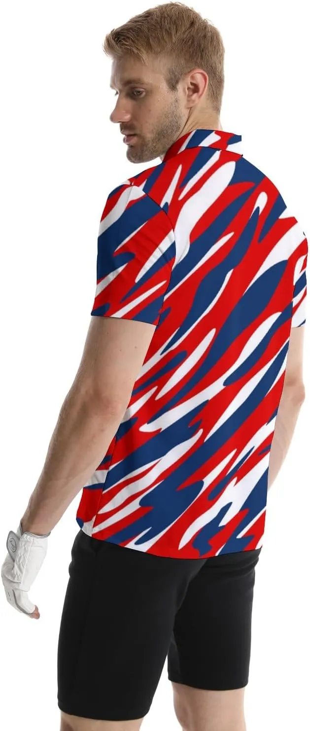 Mens Polo Shirts Funny Golf Shirts for Men Quick-Dry Performance Hawaiian Polo Shirts for Men Print Short Sleeve Shirts