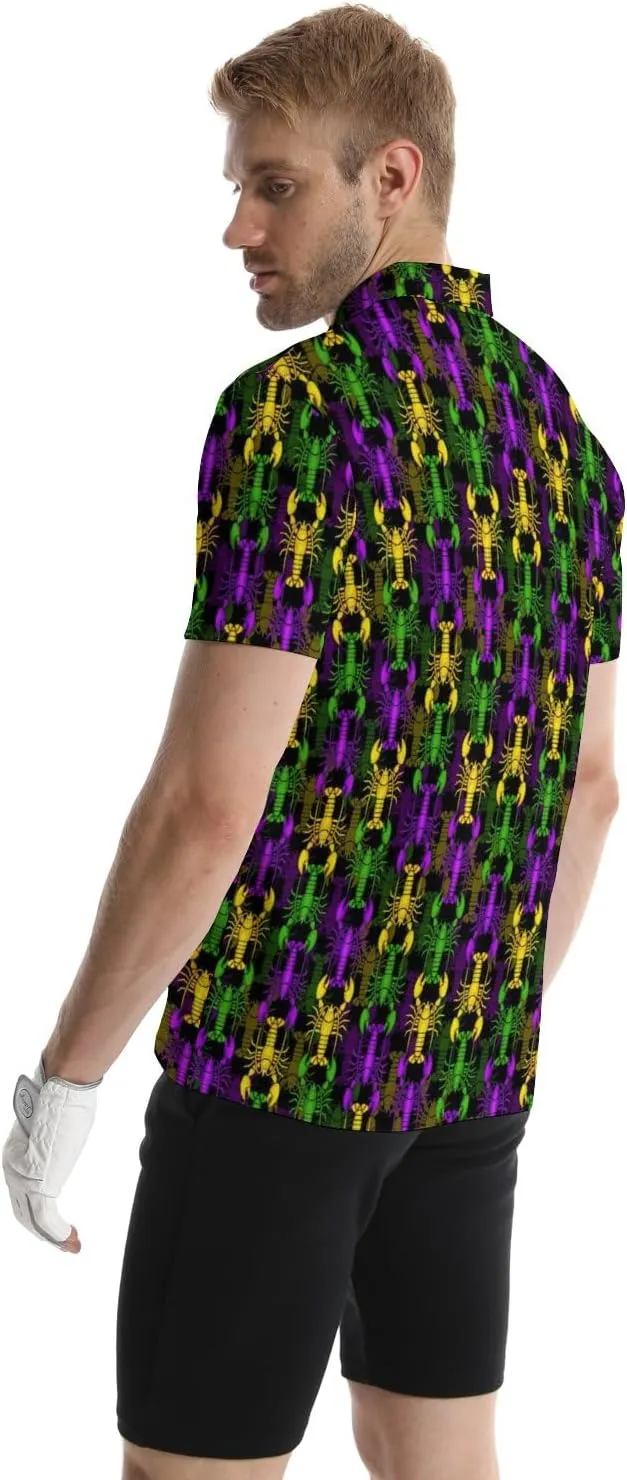 Mens Polo Shirts Funny Golf Shirts for Men Quick-Dry Performance Hawaiian Polo Shirts for Men Print Short Sleeve Shirts