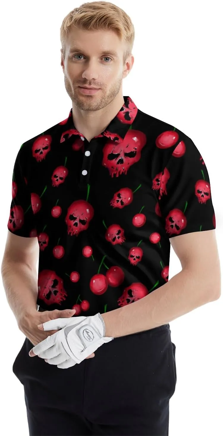 Mens Polo Shirts Funny Golf Shirts for Men Quick-Dry Performance Hawaiian Polo Shirts for Men Print Short Sleeve Shirts