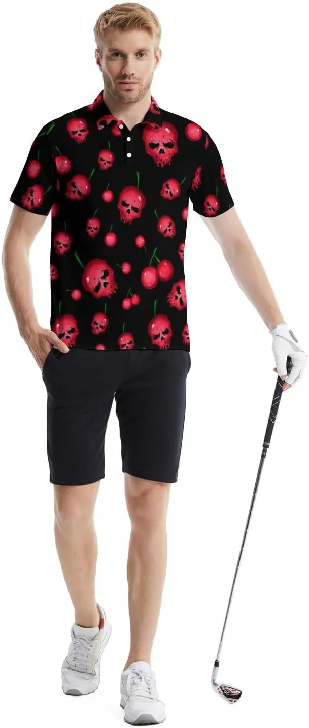 Mens Polo Shirts Funny Golf Shirts for Men Quick-Dry Performance Hawaiian Polo Shirts for Men Print Short Sleeve Shirts