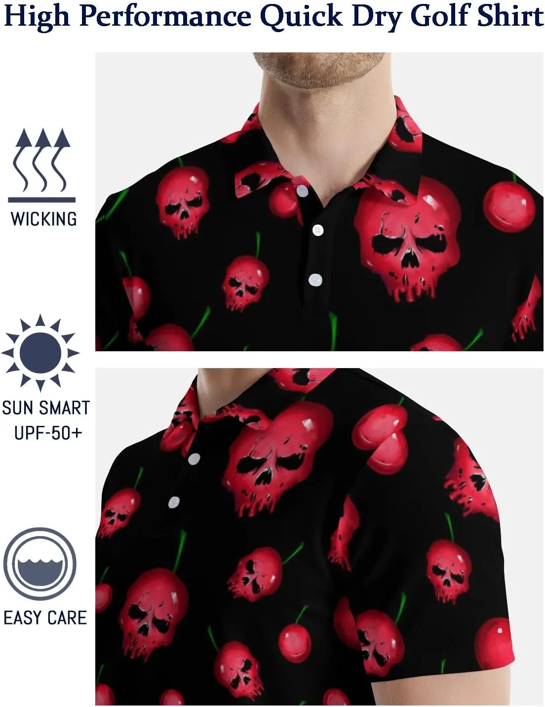 Mens Polo Shirts Funny Golf Shirts for Men Quick-Dry Performance Hawaiian Polo Shirts for Men Print Short Sleeve Shirts