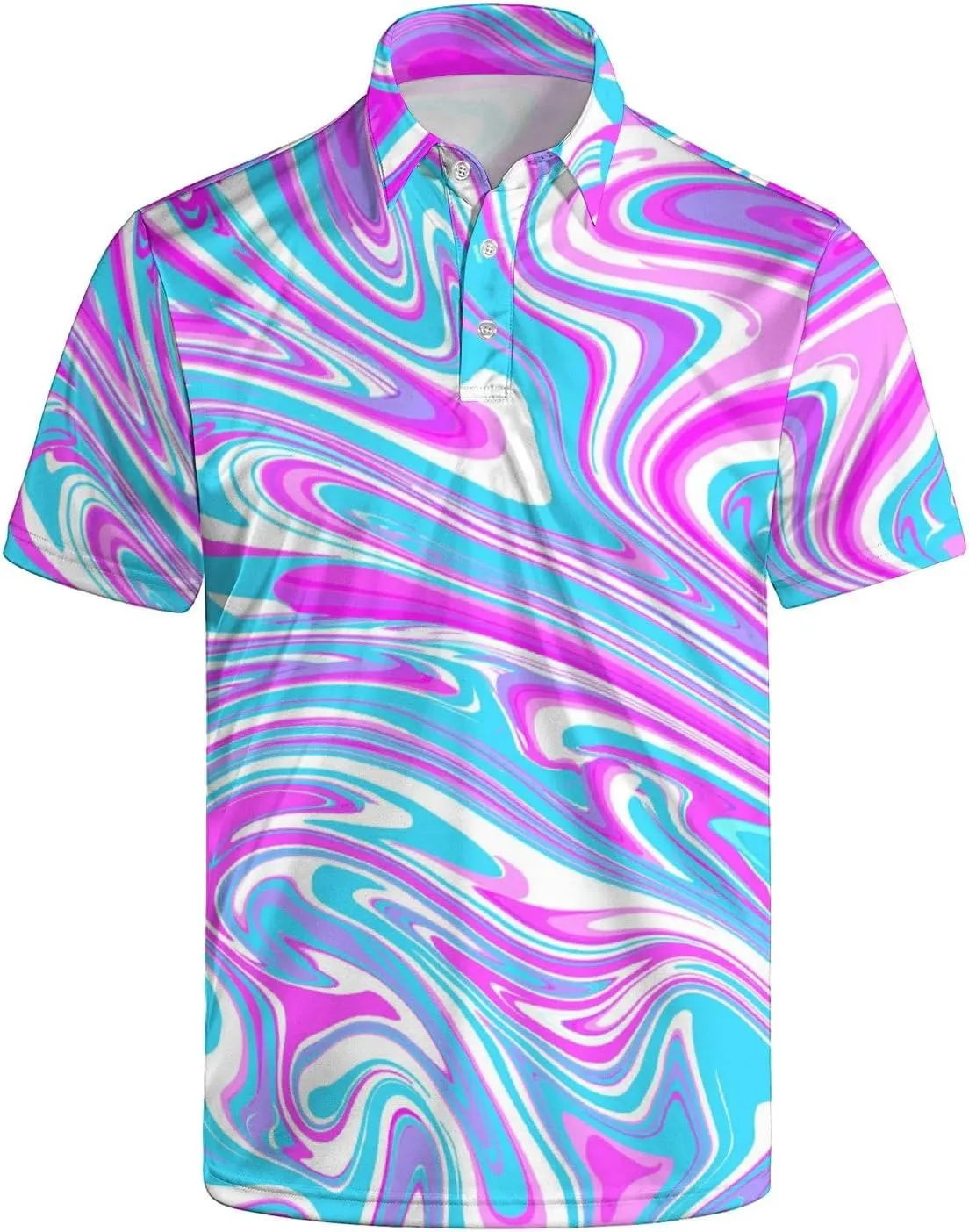 Mens Polo Shirts Funny Golf Shirts for Men Quick-Dry Performance Hawaiian Polo Shirts for Men Print Short Sleeve Shirts
