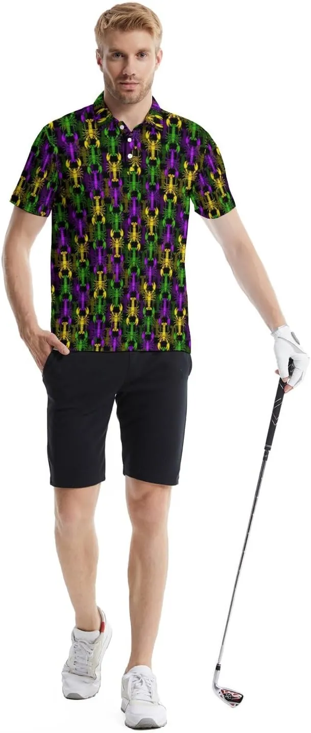 Mens Polo Shirts Funny Golf Shirts for Men Quick-Dry Performance Hawaiian Polo Shirts for Men Print Short Sleeve Shirts
