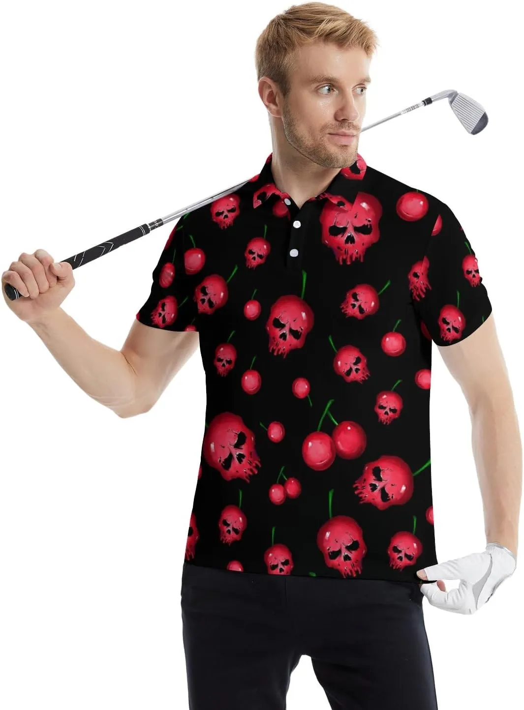 Mens Polo Shirts Funny Golf Shirts for Men Quick-Dry Performance Hawaiian Polo Shirts for Men Print Short Sleeve Shirts