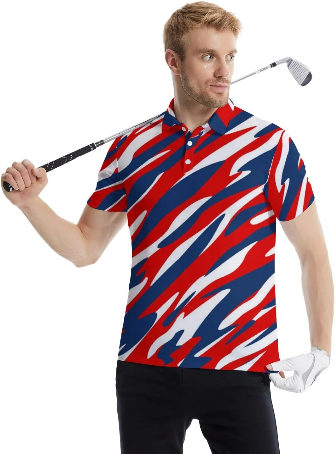 Mens Polo Shirts Funny Golf Shirts for Men Quick-Dry Performance Hawaiian Polo Shirts for Men Print Short Sleeve Shirts