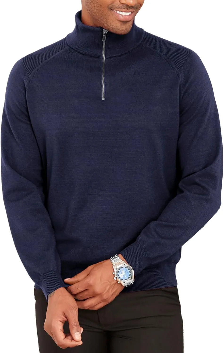 Mens Quarter Zip Pullover Sweater Mock Turtleneck Half Zip Long Sleeve Turtle Neck Knitted Sweaters Fall Fashion