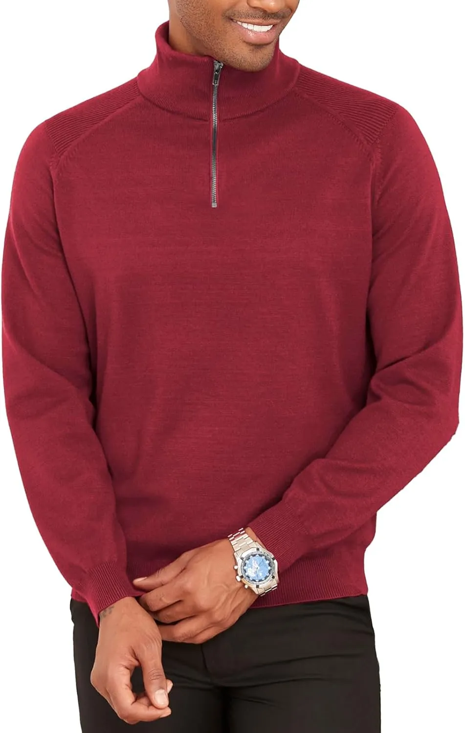 Mens Quarter Zip Pullover Sweater Mock Turtleneck Half Zip Long Sleeve Turtle Neck Knitted Sweaters Fall Fashion
