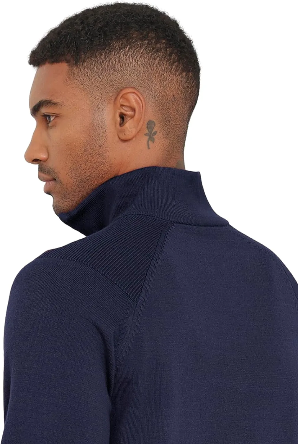 Mens Quarter Zip Pullover Sweater Mock Turtleneck Half Zip Long Sleeve Turtle Neck Knitted Sweaters Fall Fashion