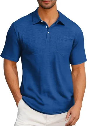 Men's Shirts Big and Tall Casual Cotton Polo Shirts Classic Basic Button T-Shirt Loose Fit Workwear Office Tops