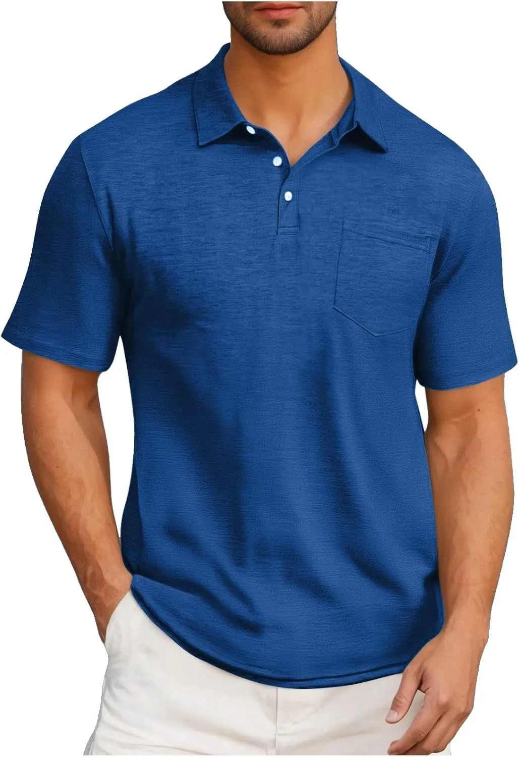 Men's Shirts Big and Tall Casual Cotton Polo Shirts Classic Basic Button T-Shirt Loose Fit Workwear Office Tops