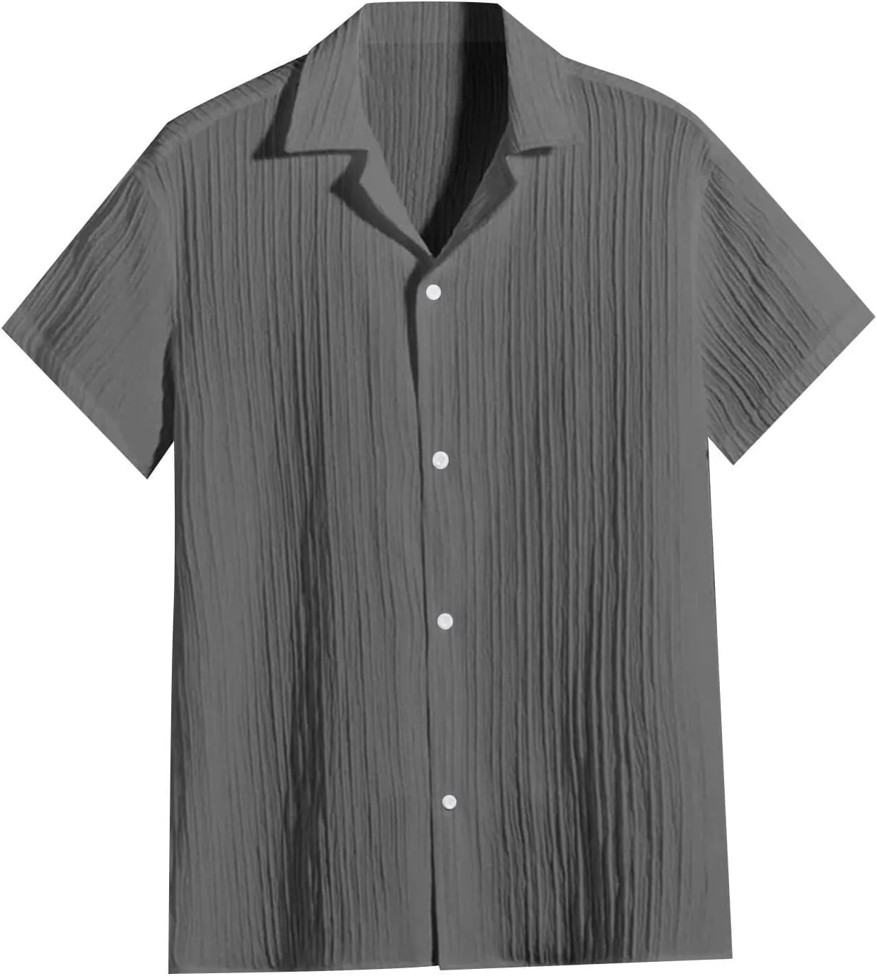 Men's Striped Wrinkle-Free Summer Beach Shirts Regular Fit Casual Short Sleeve Button Down Shirt