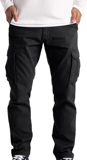 Mens Workout Cargo Sweatpants Loose Beach Pants Men's Heavyweight Fleece Cargo Sweatpants Stretch Elastic with Pocket