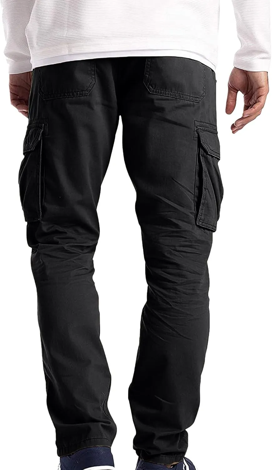 Mens Workout Cargo Sweatpants Loose Beach Pants Men's Heavyweight Fleece Cargo Sweatpants Stretch Elastic with Pocket