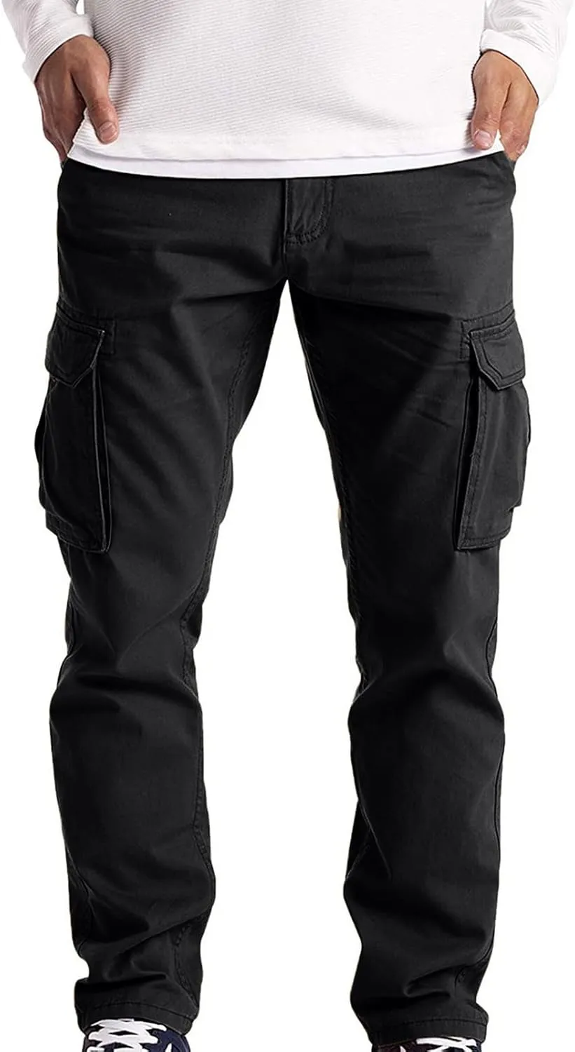 Mens Workout Cargo Sweatpants Loose Beach Pants Men's Heavyweight Fleece Cargo Sweatpants Stretch Elastic with Pocket