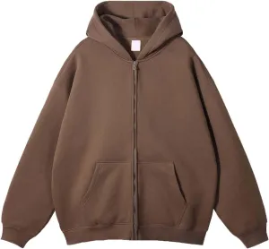 Mens Zip Up Hoodies Trendy Outwear with Pockets Hooded Sweatshirt Loose Fit Casual Fall Spring Warm Slim Fit Sweater Jacket
