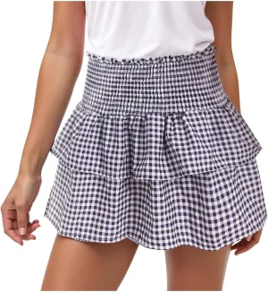 Mini Skirts for Women,Women's Summer Plaid Pleated Short Skirt Y2k Teen Girls Pleated Ruffle Lace Hem Mini Skirts