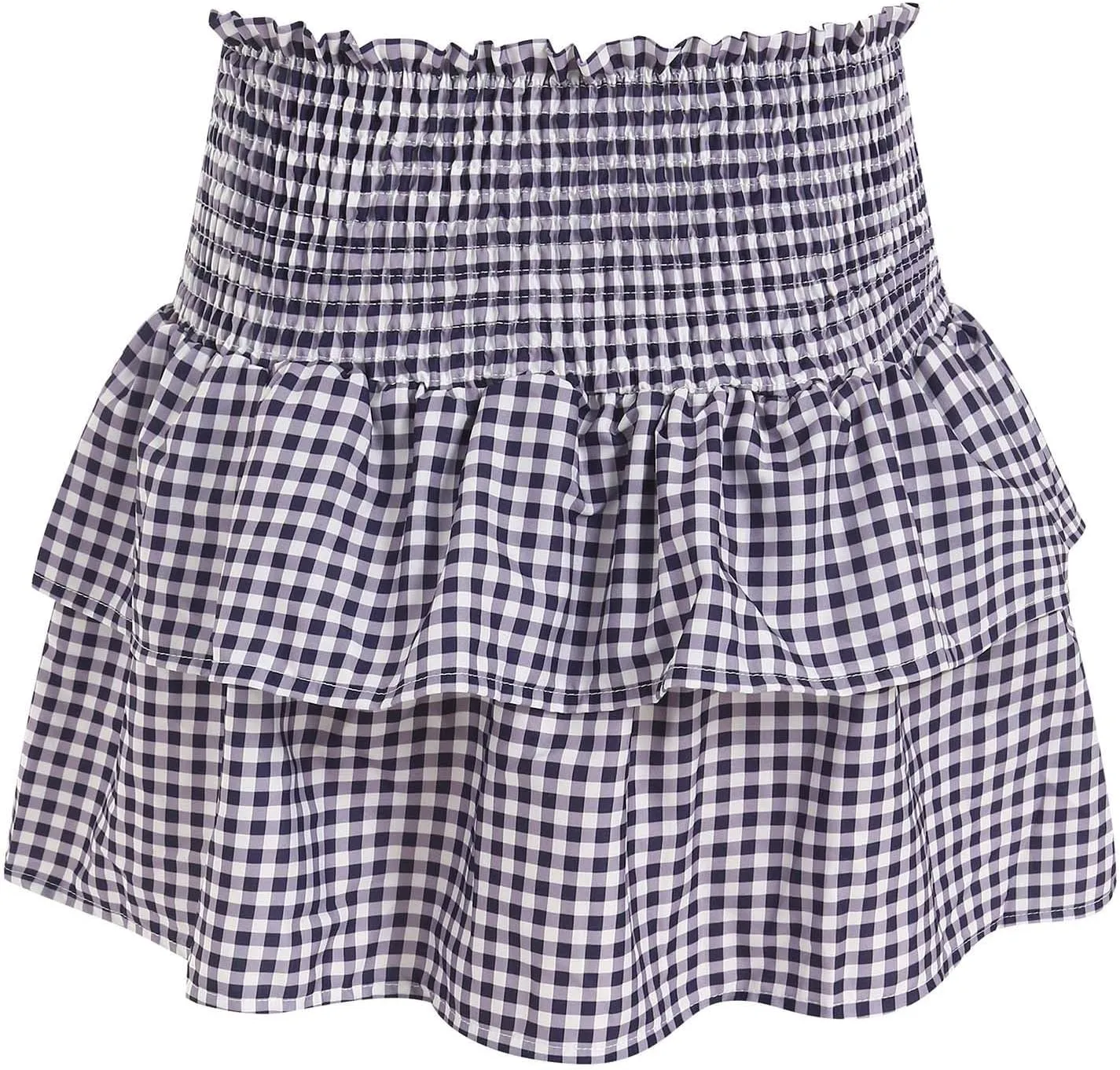 Mini Skirts for Women,Women's Summer Plaid Pleated Short Skirt Y2k Teen Girls Pleated Ruffle Lace Hem Mini Skirts