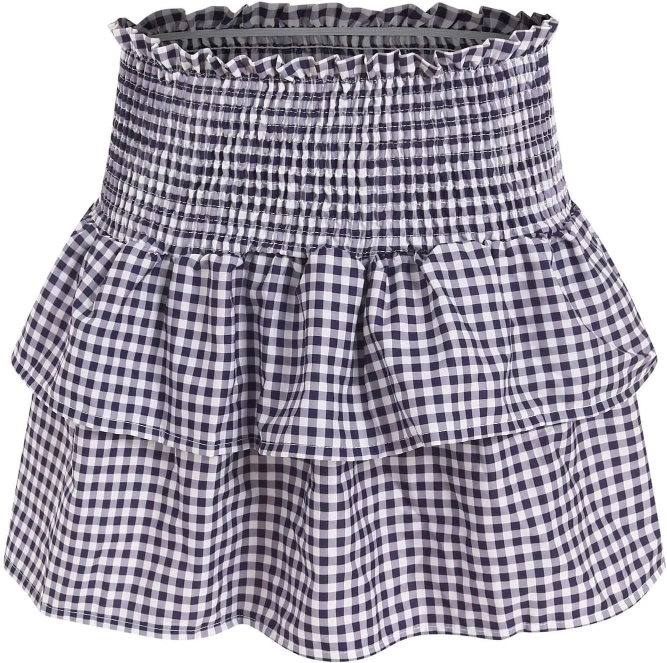Mini Skirts for Women,Women's Summer Plaid Pleated Short Skirt Y2k Teen Girls Pleated Ruffle Lace Hem Mini Skirts