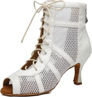 Minishion Sexy Dance Heels for Women Mesh Party Eveing Ankle Sandals Boots