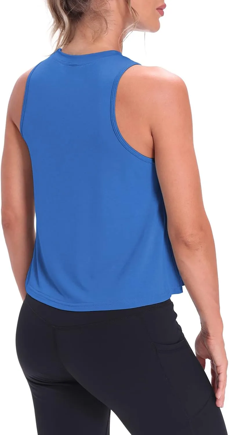 Mippo Crop Tops for Women Womens Workout Tops Flowy Cropped Tank Tops Athletic Shirts