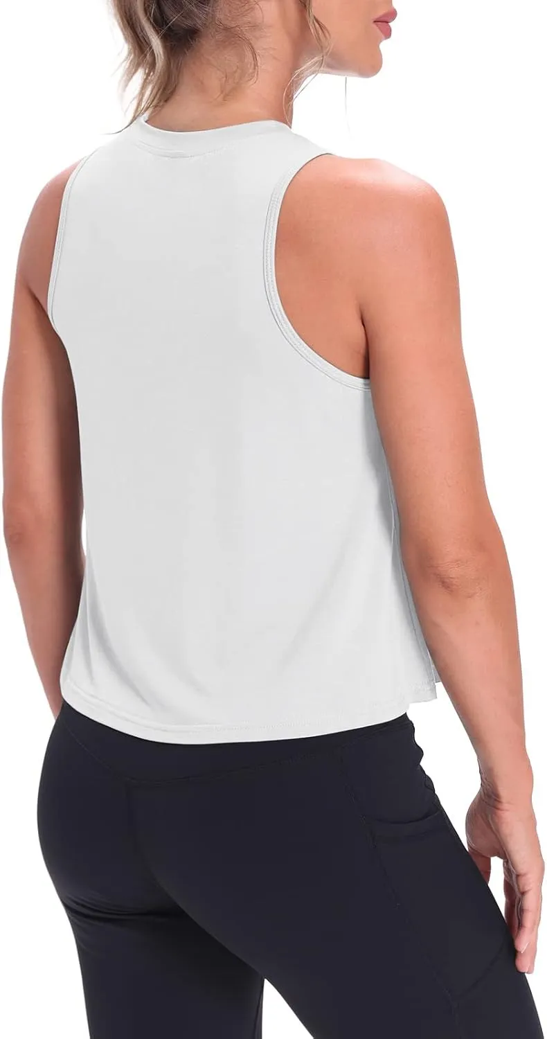Mippo Crop Tops for Women Womens Workout Tops Flowy Cropped Tank Tops Athletic Shirts