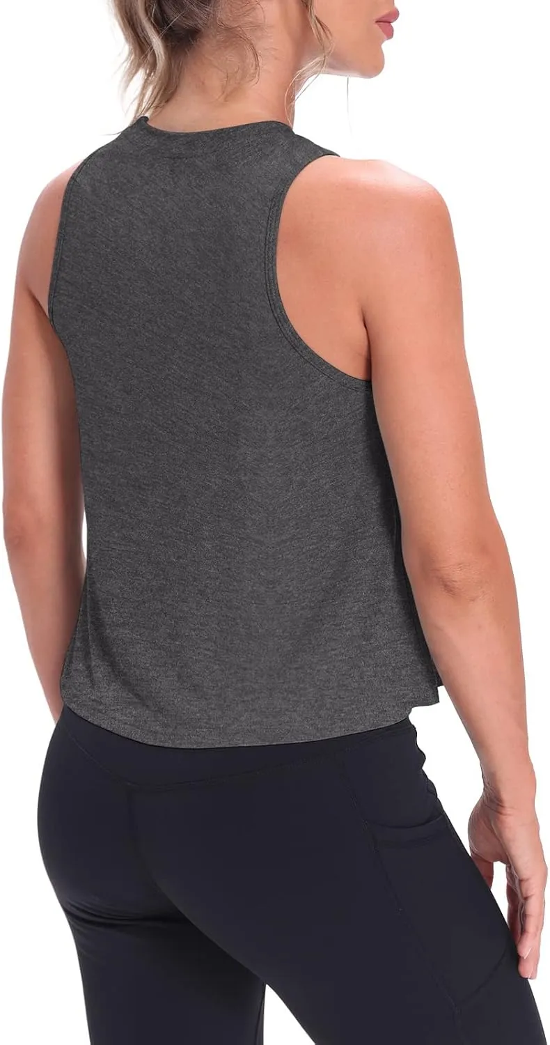 Mippo Crop Tops for Women Womens Workout Tops Flowy Cropped Tank Tops Athletic Shirts