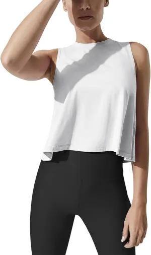 Mippo Crop Tops for Women Womens Workout Tops Flowy Cropped Tank Tops Athletic Shirts