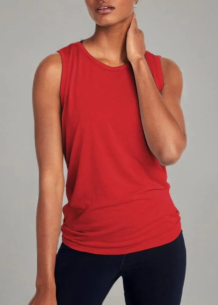 Mippo Workout Tops for Women Open Back Shirts Yoga Athletic Tops Running Muscle Tank Tops