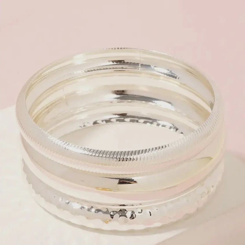 Mixed Metallic Bangle Bracelet Set