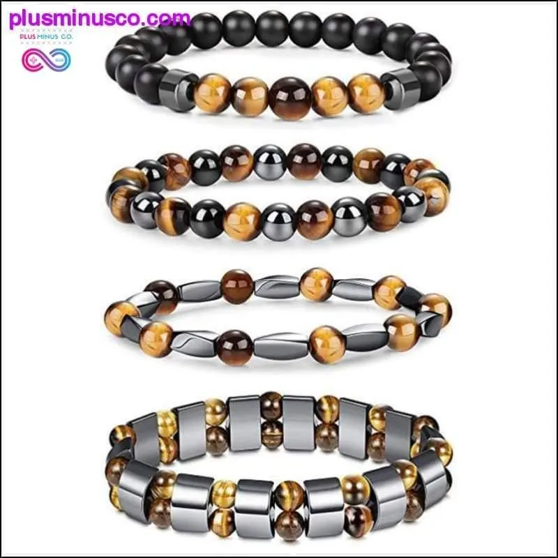Natural Tiger Eye Hematite Men Bracelets Set Magnetic Health