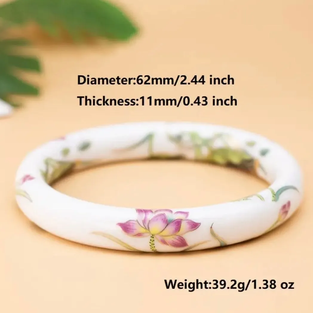 New Hand Painted Floral Ceramic Bangle Womens Casual Floral & Lotus Bracelet