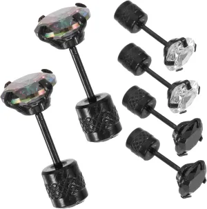 NOLITOY 3Pairs Minimalist Zirconia Earrings Titanium Steel Ear Studs for Men and Women Comfortable Lightweight Jewelry Rainbow and Colors