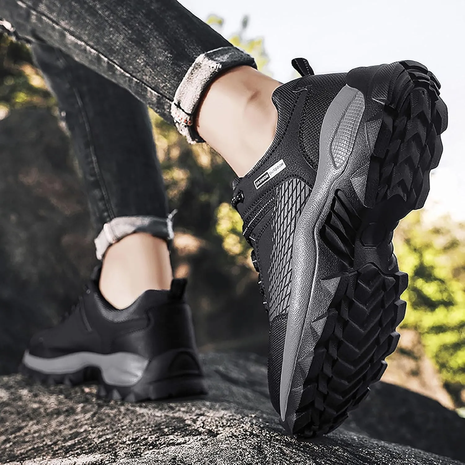 Non Slip Work Shoes for Men Walking Sneakers Comfortable Leather Casual Athletic Tennis Shoes Sneaker Men