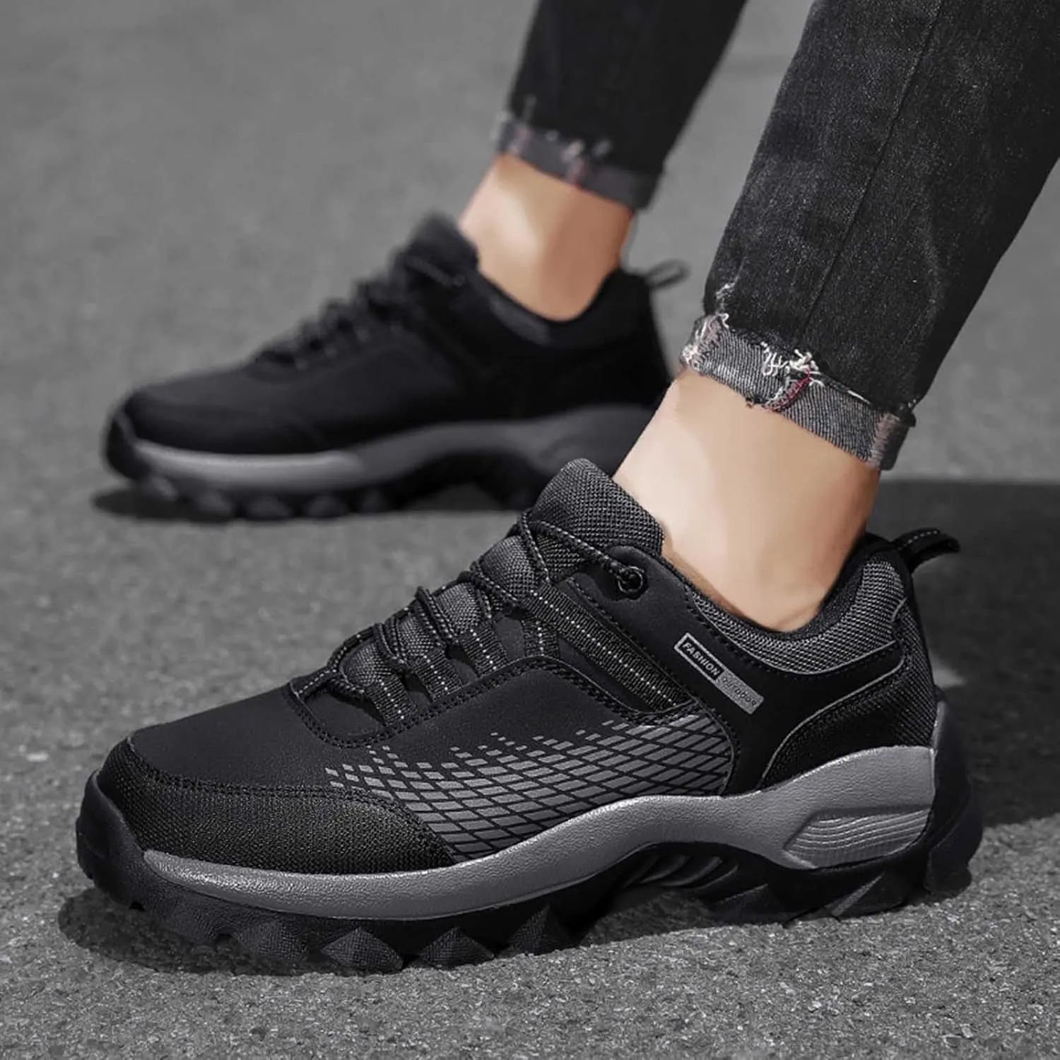 Non Slip Work Shoes for Men Walking Sneakers Comfortable Leather Casual Athletic Tennis Shoes Sneaker Men