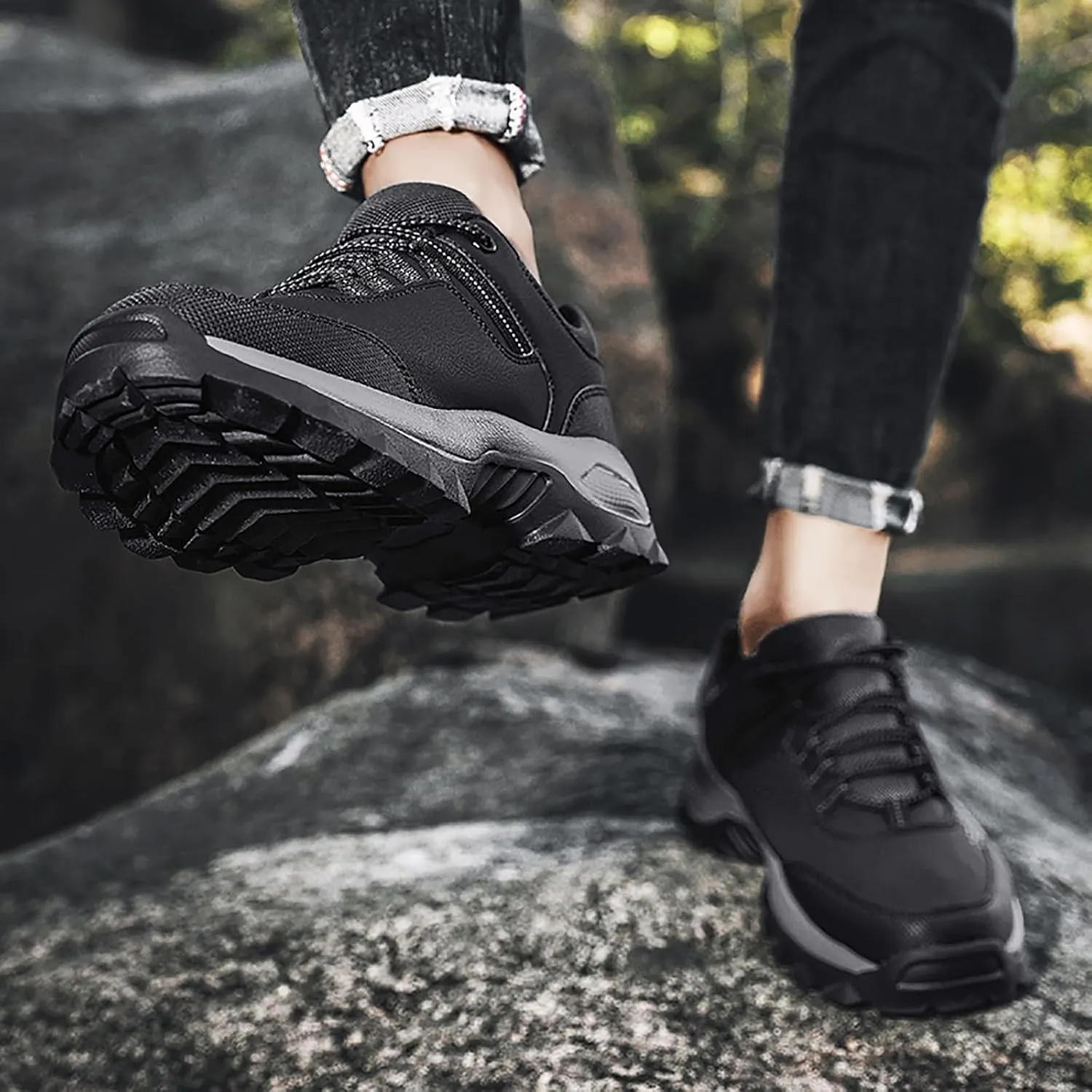 Non Slip Work Shoes for Men Walking Sneakers Comfortable Leather Casual Athletic Tennis Shoes Sneaker Men