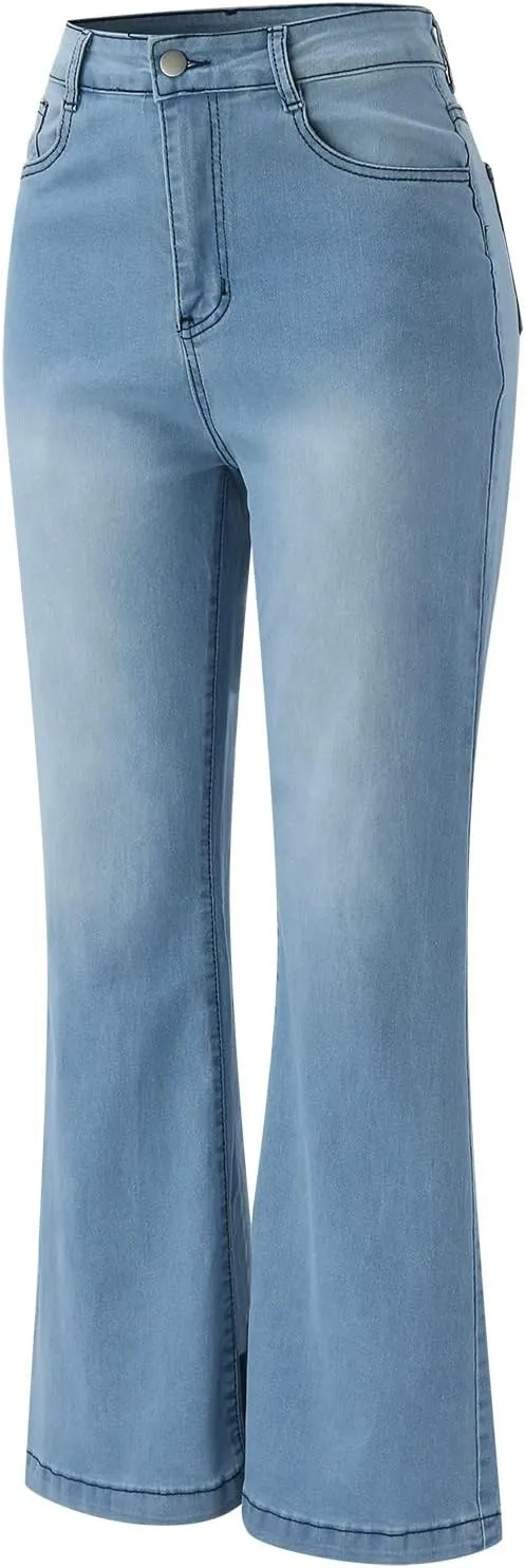 on Pants Women Bell Bottom Jeans For Women High Waisted Flare Jeans For Women Stretchy Jean Skirt for Women