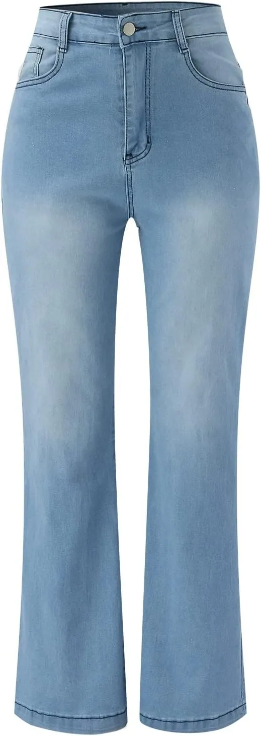 on Pants Women Bell Bottom Jeans For Women High Waisted Flare Jeans For Women Stretchy Jean Skirt for Women