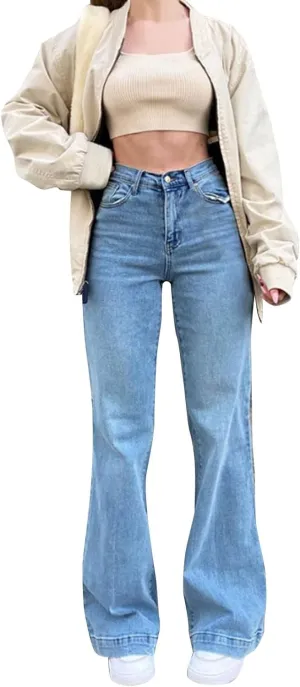 on Pants Women Bell Bottom Jeans For Women High Waisted Flare Jeans For Women Stretchy Jean Skirt for Women