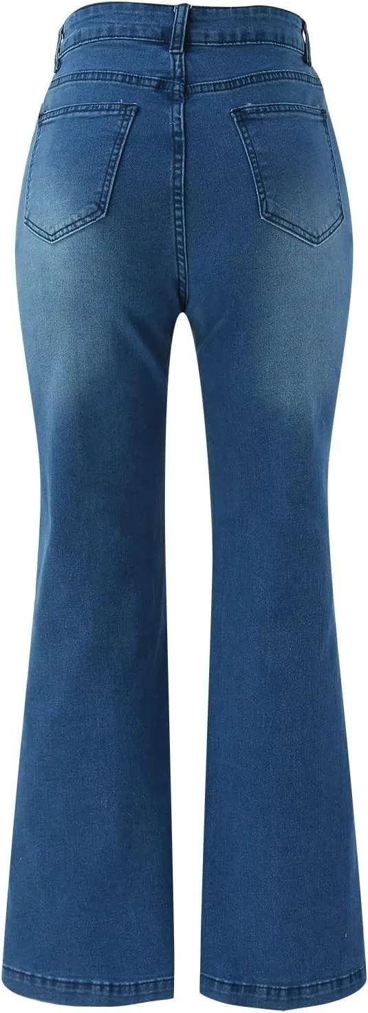 on Pants Women Bell Bottom Jeans For Women High Waisted Flare Jeans For Women Stretchy Jean Skirt for Women