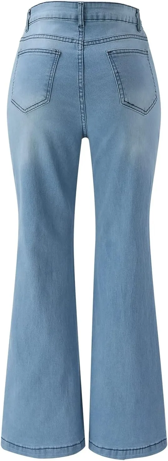 on Pants Women Bell Bottom Jeans For Women High Waisted Flare Jeans For Women Stretchy Jean Skirt for Women