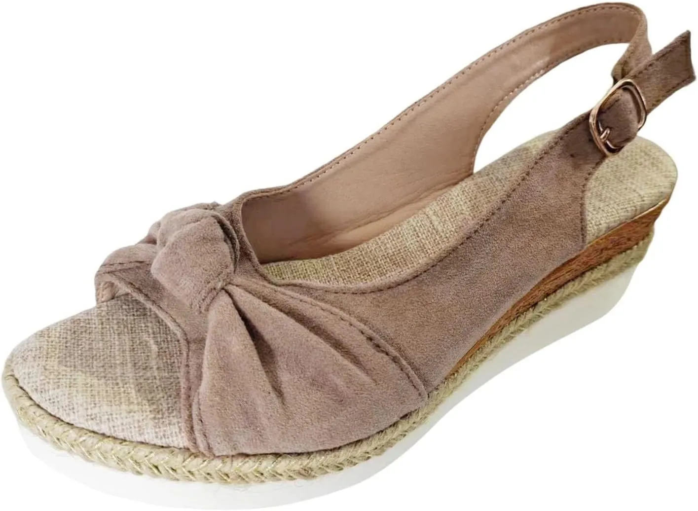 Orthopedic Platform Wedge Sandals Women Flat Open Toe Ankle Espadrilles Arch Support Casual Strappy Low Wedges Espadrille Slingback Bowknot Summer Shoes Slip on Beach Sandal Walking Slippers