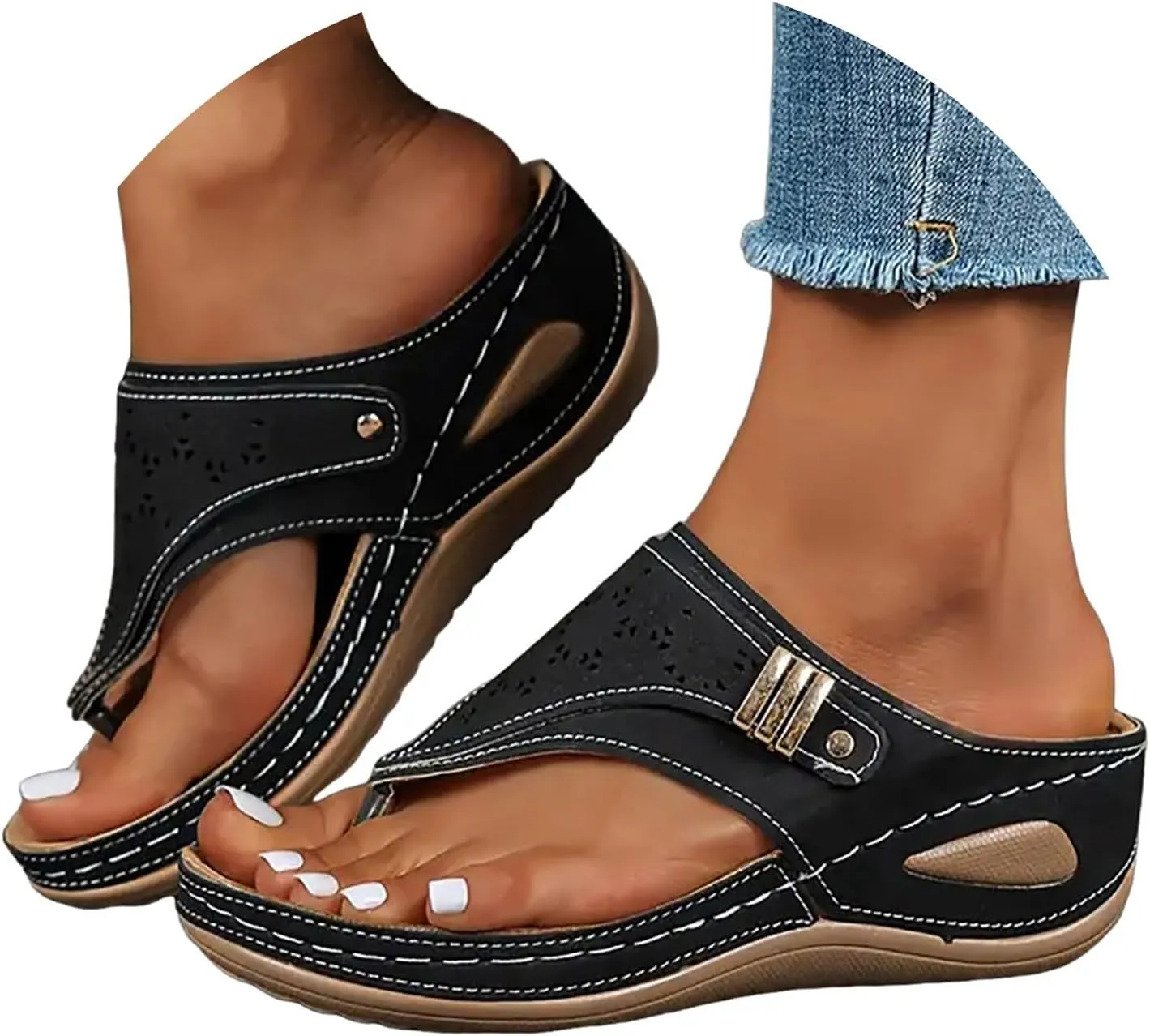 Orthopedic Sandals for Women, Women Summer Comfortable Sandals Arch Support Wedge Sandal 2025 Flip Flops Sandal Wide Width Dress Shoes