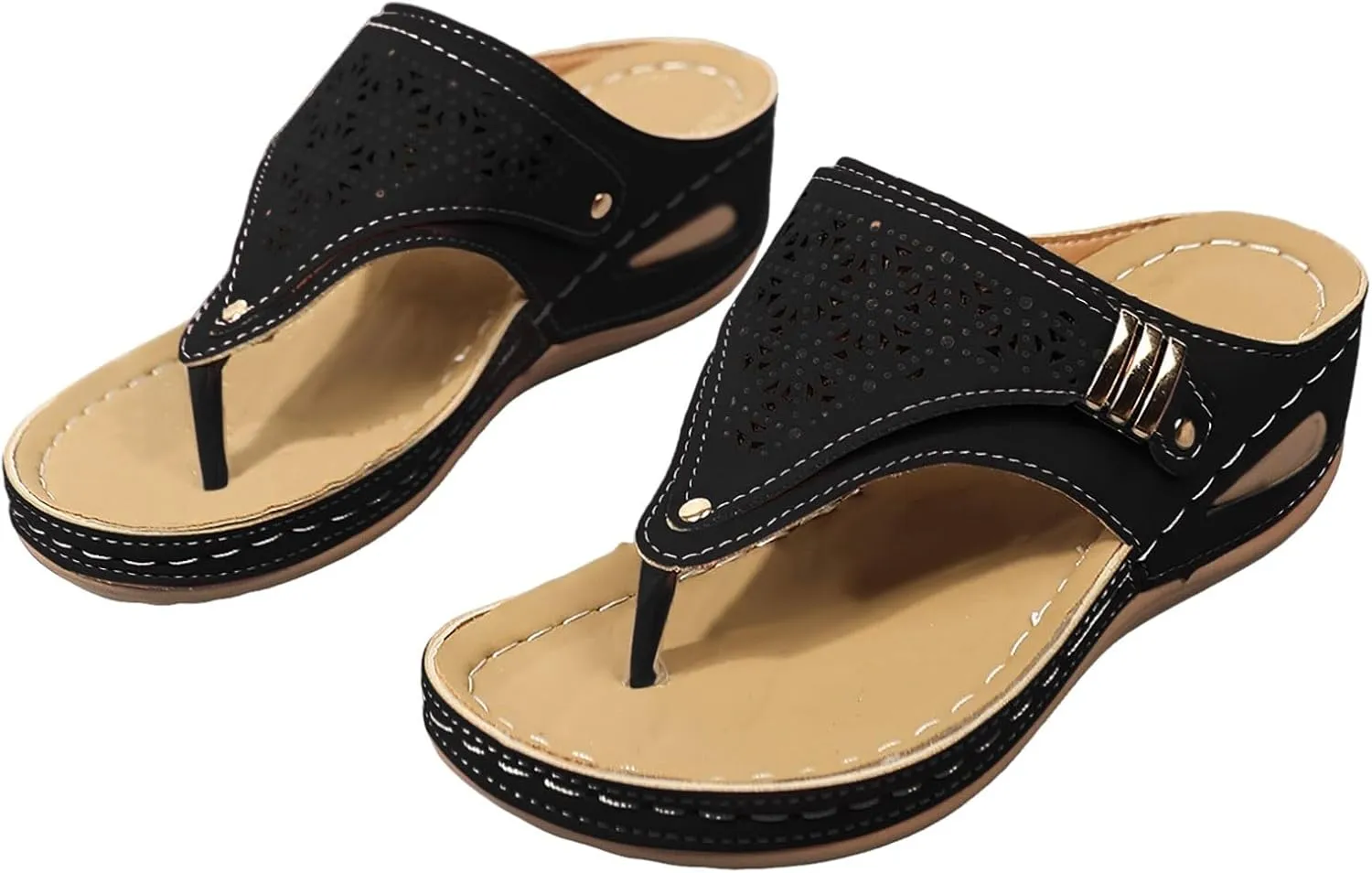 Orthopedic Sandals for Women, Women Summer Comfortable Sandals Arch Support Wedge Sandal 2025 Flip Flops Sandal Wide Width Dress Shoes