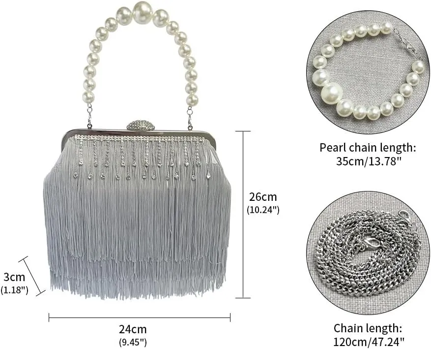 Ostrich Feather Purse Elegant Feather Bags for Women Feather Clutches Evening Clutch Purses Fringe for Wedding Party Grey