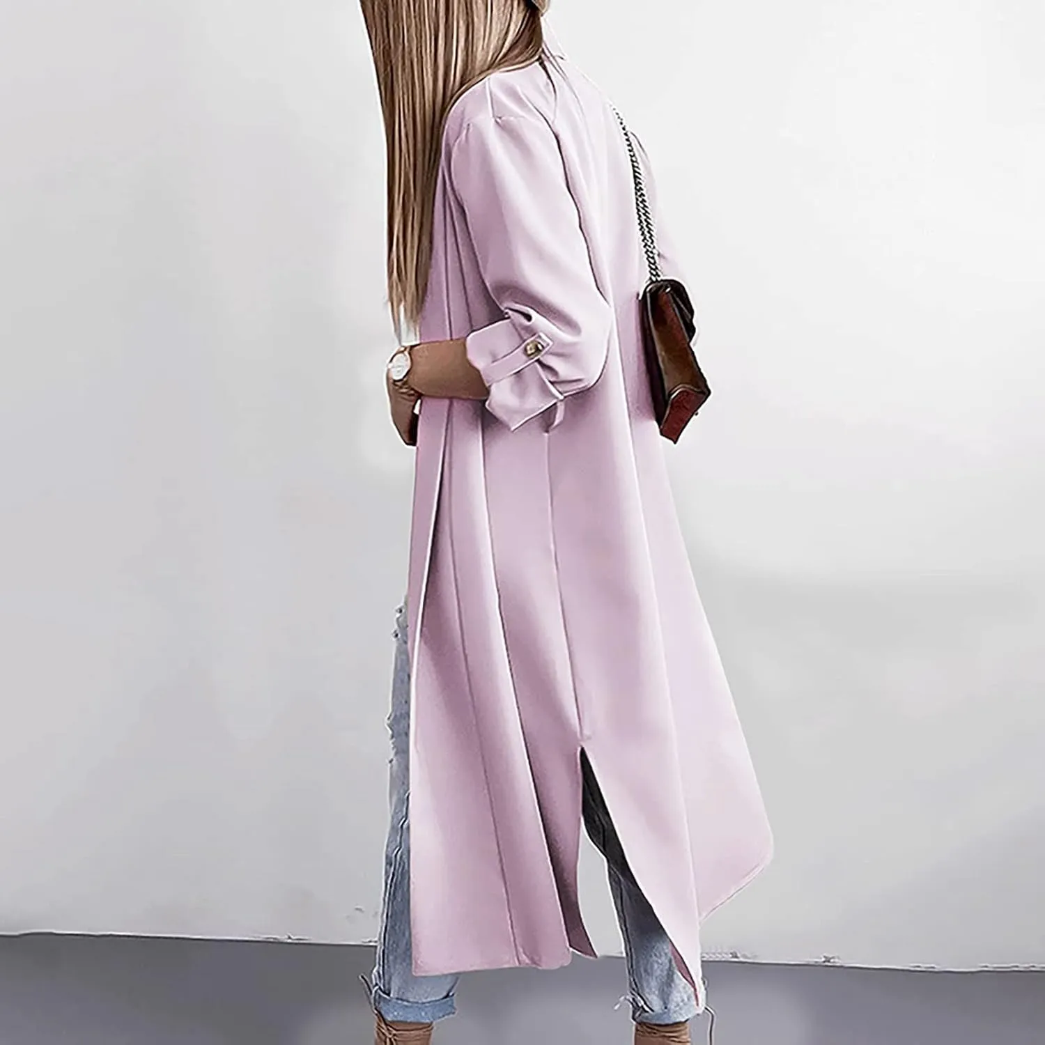 Oversized Long Blazer Cardigans for Women Open Front Ankle Length Long Sleeve Trench Coats Casual Dressy Outwear