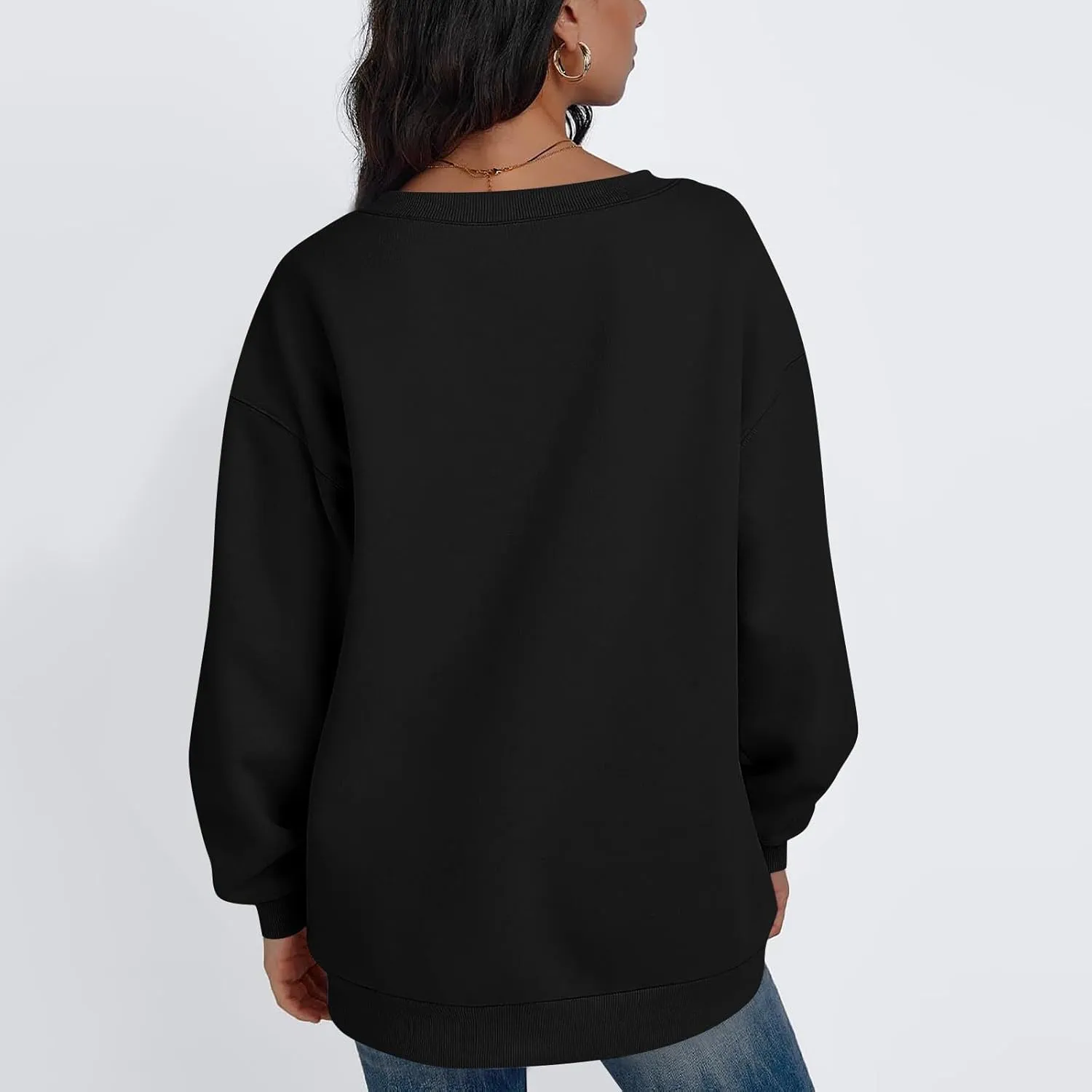 Oversized Sweatshirt For Women Plus Size Hoodies Trendy V Neck Long Sleeve Winter Clothes Drop Shoulder Pullover