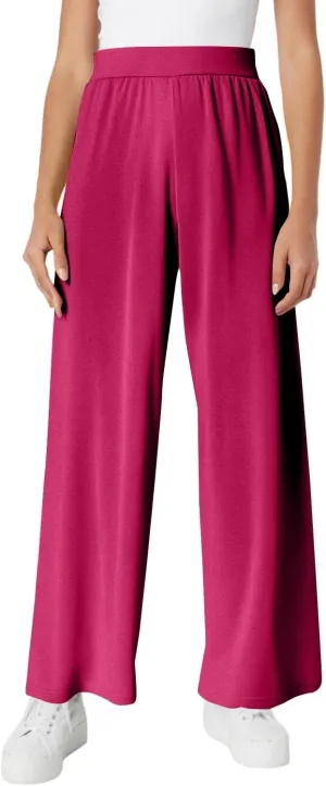 Pants for Women Plus Size Long Wide Leg High Waisted Pants Flowy Pleated Pull On Vacation Trousers with Pockets