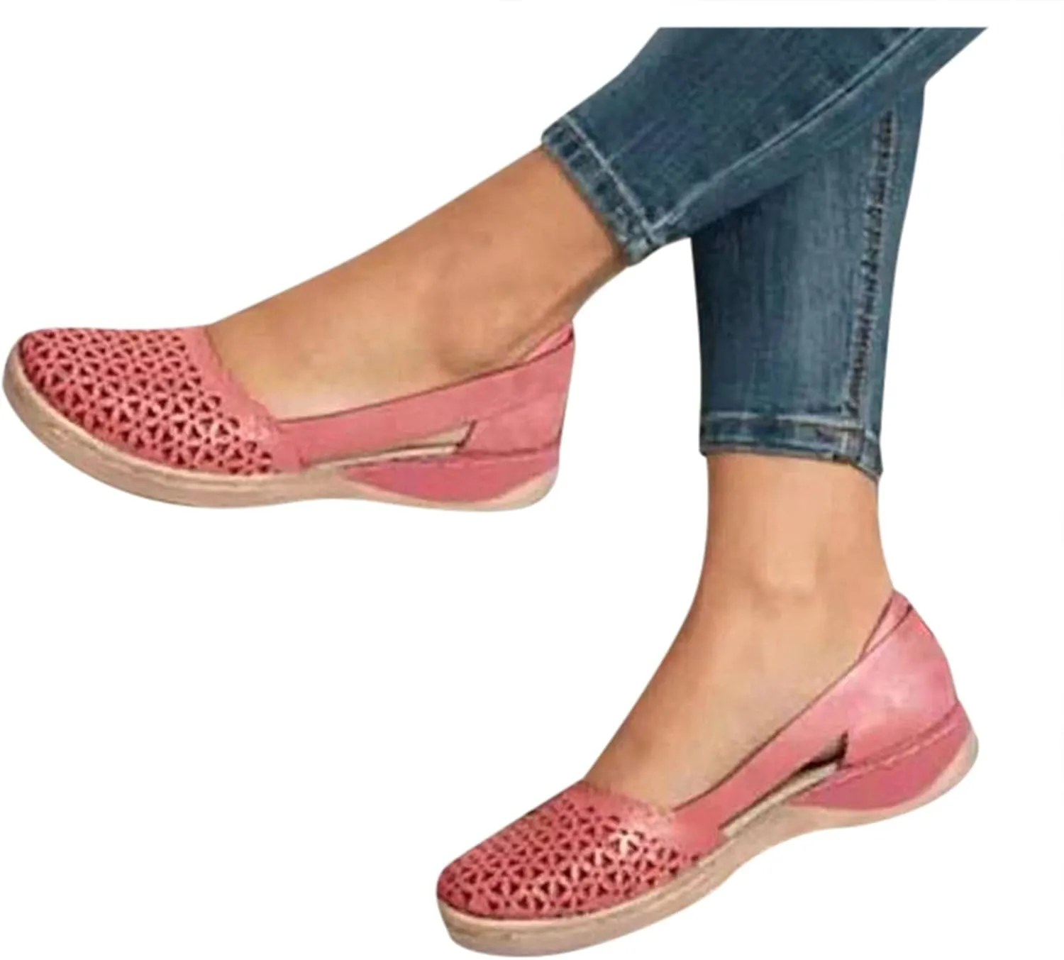 peqiut Orthopedic Sandals for Women Summer Comfortable Closed Toe Wedge Heels Sandals Women Closed Toe Slip-on Sandals Women
