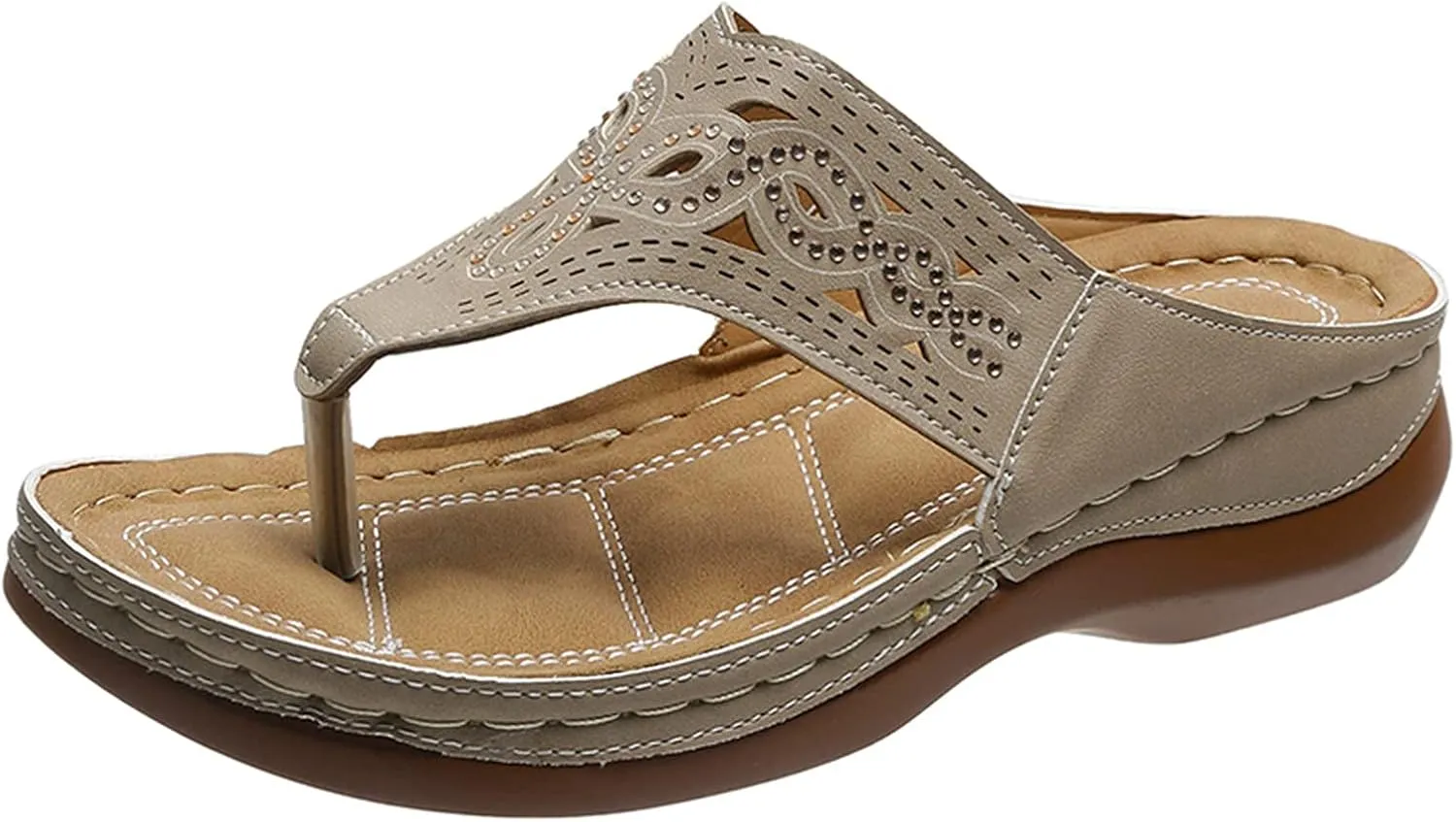 peqiut Sandals Women Wedges Orthopedic Comfortable Clip Toe Women's Sandals Dressy Summer Beach Walking Flip Flops Shoes